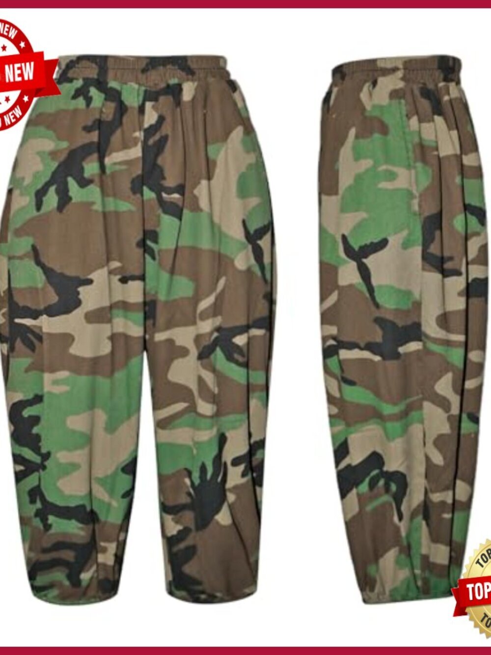High Waist Wide Leg Camo Cargo Jeans Baggy Fatigue Pants Trousers - Picture 6 of 7